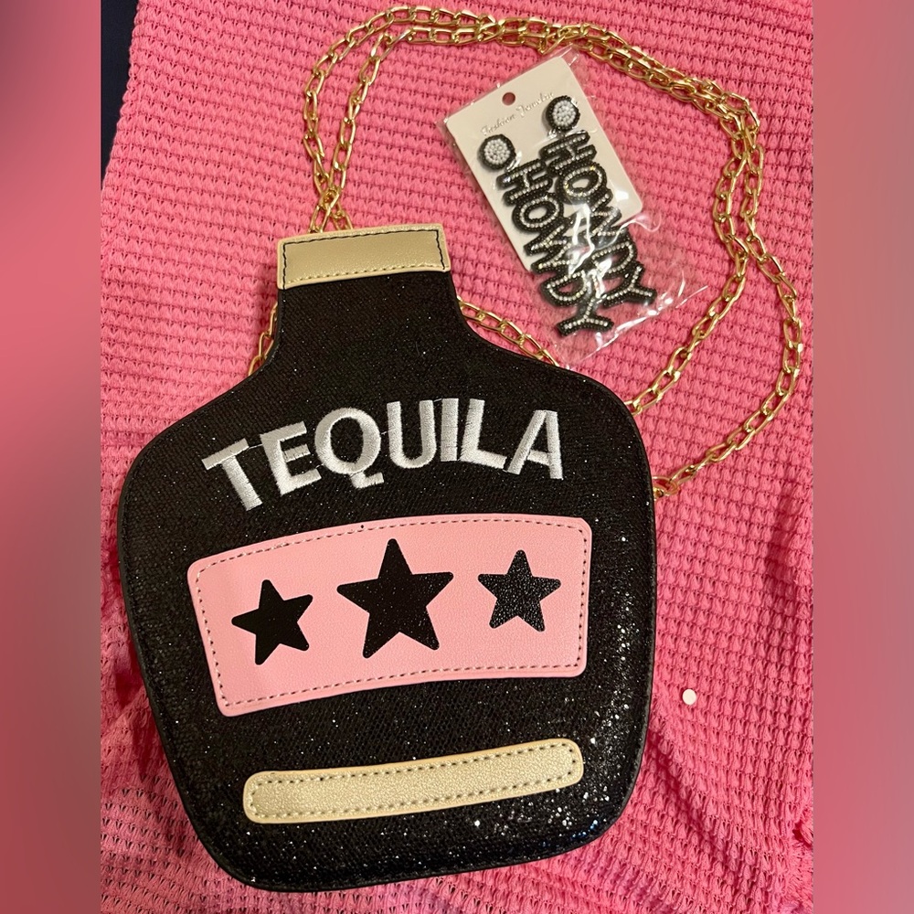 Black Sequin Tequila bag and accessories